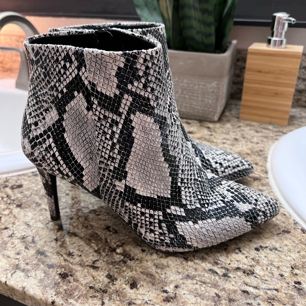 Snake skin print booties